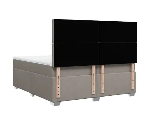 Atsperu Gultas Rāmis Ar Matraci, Pelēkbrūns, 200X200 Cm, Audums Vidaxl