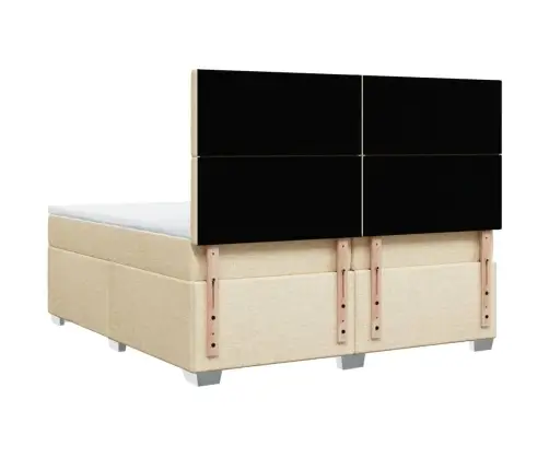 Lova Su Spyruoklėmis Ir Čiužiniu, Kreminė, 200X200 cm Audinys