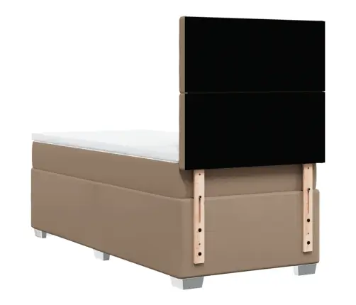 Atsperu Gulta Ar Matraci, Kapučīno, 90X190 Cm, Mākslīgā Āda Vidaxl