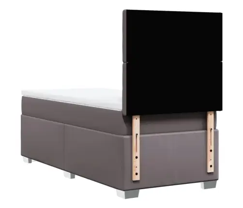 Atsperu Gulta Ar Matraci, Pelēka, 90X200 Cm, Mākslīgā Āda Vidaxl