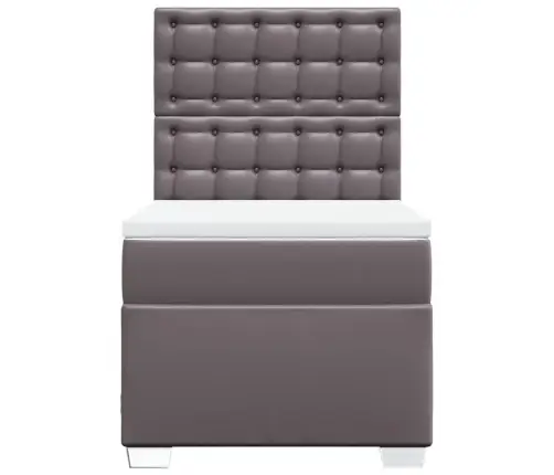 Atsperu Gulta Ar Matraci, Pelēka, 100X200 Cm, Mākslīgā Āda Vidaxl