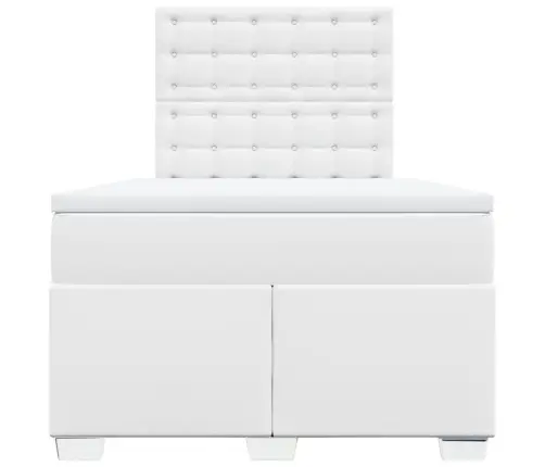 Lova Su Spyruoklėmis/Čiužiniu, Balta, 120X190cm Dirbtinė Oda