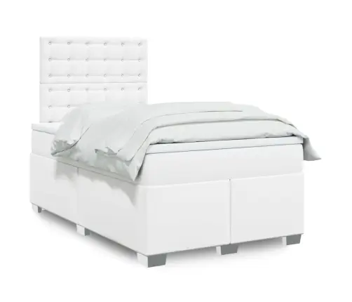 Lova Su Spyruoklėmis/Čiužiniu, Balta, 120X190cm Dirbtinė Oda