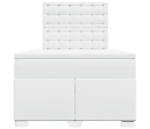 Lova Su Spyruoklėmis Ir Čiužiniu, Balta,120X200cm Dirbtinė Oda