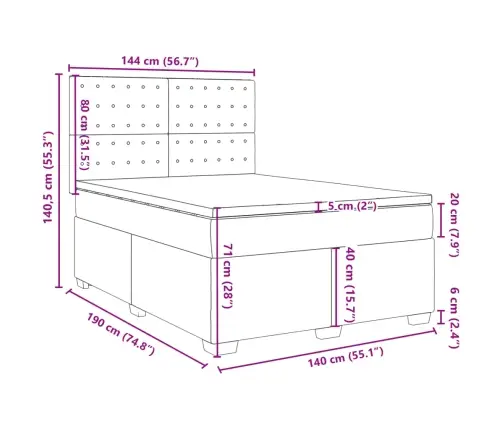 Atsperu Gulta Ar Matraci, Kapučīno, 140X190 Cm, Mākslīgā Āda Vidaxl