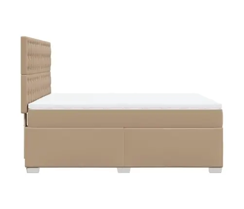 Atsperu Gulta Ar Matraci, Kapučīno, 140X200 Cm, Mākslīgā Āda Vidaxl