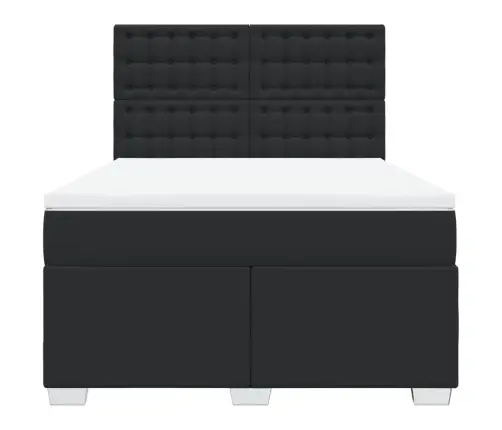 Kontinentaalvoodi Madratsiga, Must, 160X200 cm Kunstnahk