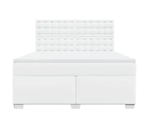 Lova Su Spyruoklėmis Ir Čiužiniu, Balta, 180X200Cm Dirbtinė Oda