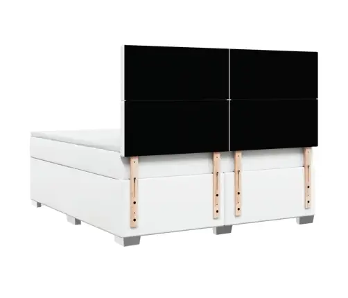 Lova Su Spyruoklėmis Ir Čiužiniu, Balta, 180X200Cm Dirbtinė Oda