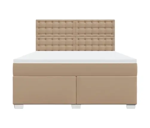 Atsperu Gulta Ar Matraci, Kapučīno, 180X200 Cm, Mākslīgā Āda Vidaxl