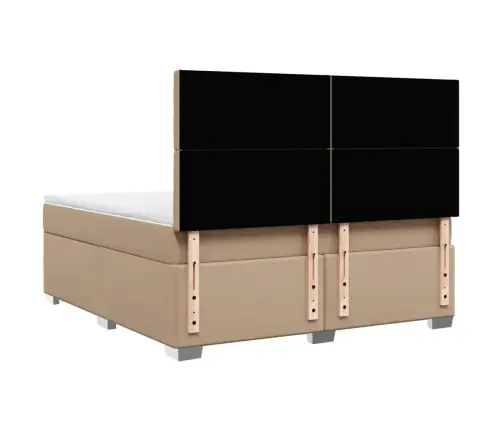 Atsperu Gulta Ar Matraci, Kapučīno, 180X200 Cm, Mākslīgā Āda Vidaxl