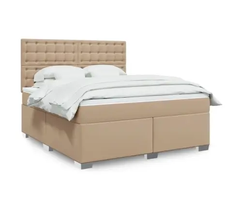 Atsperu Gulta Ar Matraci, Kapučīno, 180X200 Cm, Mākslīgā Āda Vidaxl