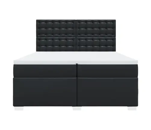 Lova Su Spyruoklėmis Ir Čiužiniu, Juoda, 200X200Cm Dirbtinė Oda