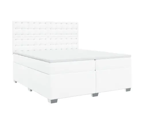 Lova Su Spyruoklėmis/Čiužiniu, Balta, 200X200cm Dirbtinė Oda