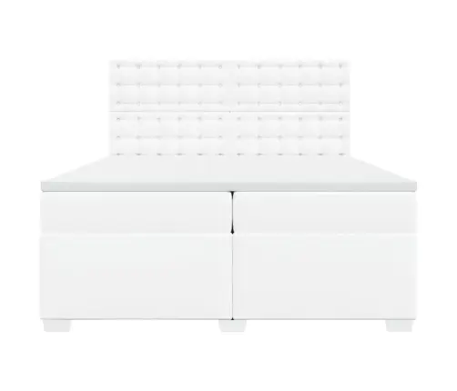 Lova Su Spyruoklėmis/Čiužiniu, Balta, 200X200cm Dirbtinė Oda