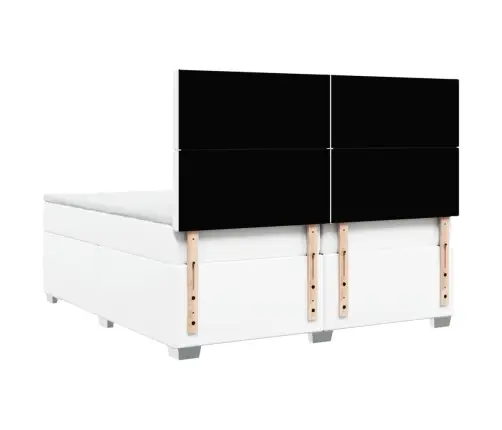 Lova Su Spyruoklėmis/Čiužiniu, Balta, 200X200cm Dirbtinė Oda