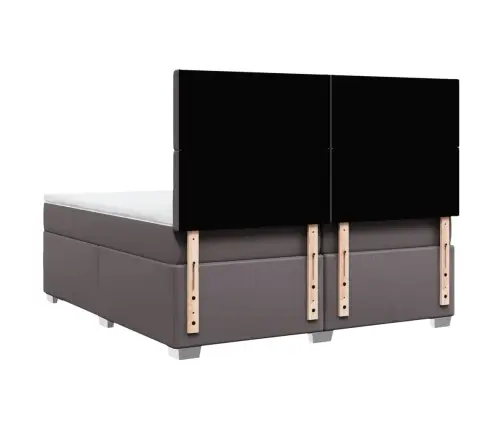 Lova Su Spyruoklėmis Ir Čiužiniu, Pilka, 200X200Cm Dirbtinė Oda