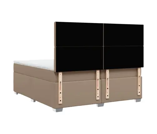 Atsperu Gulta Ar Matraci, Kapučīno, 200X200 Cm, Mākslīgā Āda Vidaxl