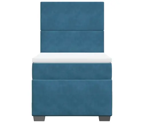 Atsperu Gulta Ar Matraci, Zils Samts, 80X200 Cm Vidaxl