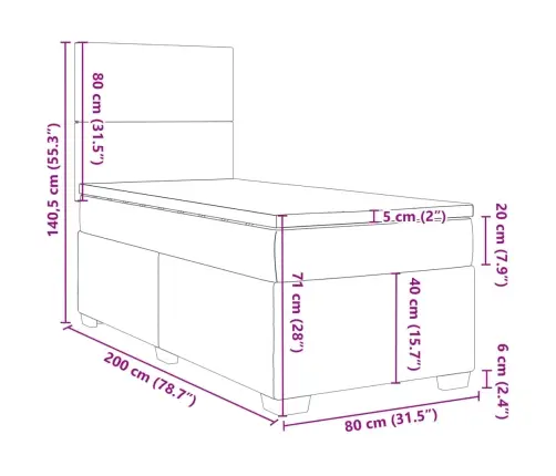 Atsperu Gulta Ar Matraci, Rozā Samts, 80X200 Cm Vidaxl