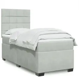 Atsperu Gulta Ar Matraci, Gaiši Pelēka Samts, 80X200 Cm Vidaxl