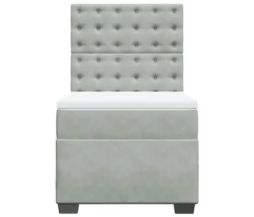 Atsperu Gulta Ar Matraci, Gaiši Pelēka Samts, 80X200 Cm Vidaxl