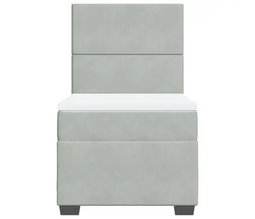 Kontinentaalvoodi Madratsiga, Helehall, 90X190 cm Samet