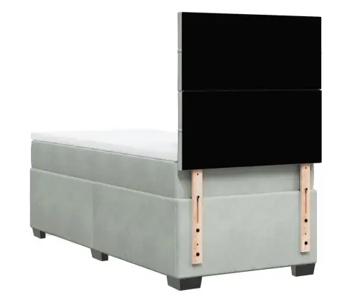 Atsperu Gulta Ar Matraci, Gaiši Pelēka Samts, 90X190 Cm Vidaxl