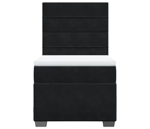 Kontinentaalvoodi Madratsiga, Must, 90X190 cm Samet