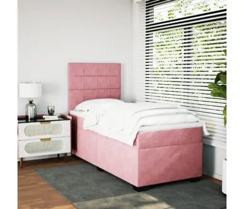 Kontinentaalvoodi Madratsiga, Roosa, 90X190 cm Samet