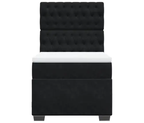 Atsperu Gulta Ar Matraci, Melna Samts, 90X190 Cm Vidaxl