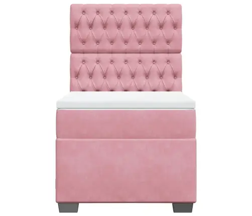 Atsperu Gulta Ar Matraci, Rozā Samts, 90X190 Cm Vidaxl