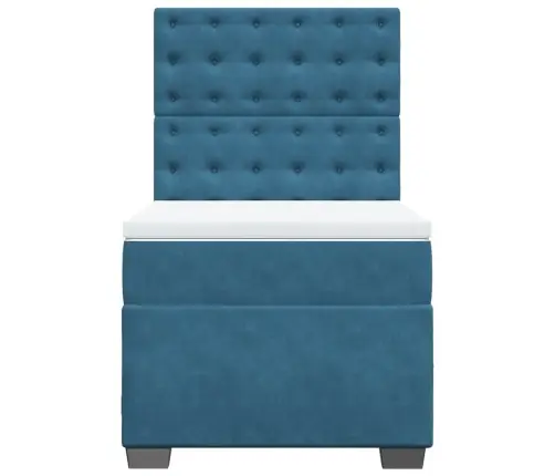 Atsperu Gulta Ar Matraci, Zils Samts, 90X190 Cm Vidaxl