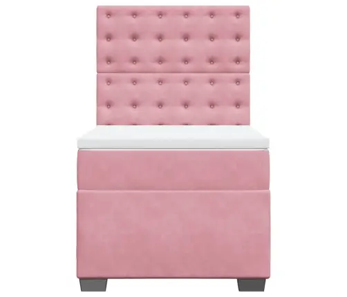 Atsperu Gulta Ar Matraci, Rozā Samts, 90X190 Cm Vidaxl