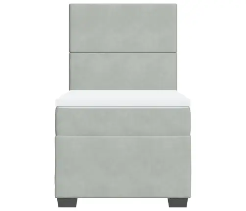 Atsperu Gulta Ar Matraci, Gaiši Pelēka Samts, 90X200 Cm Vidaxl