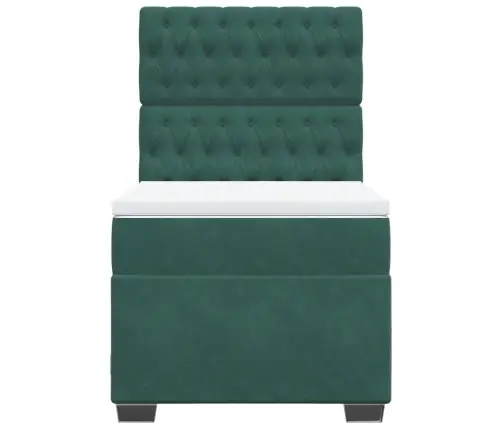 Atsperu Gulta Ar Matraci, Tumši Zaļš Samts, 90X200 Cm Vidaxl