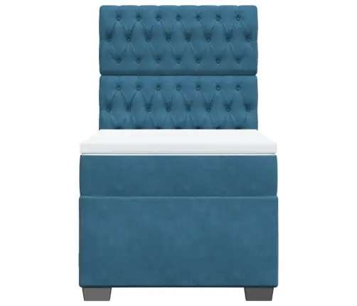 Atsperu Gulta Ar Matraci, Zils Audums, 90X200 Cm Vidaxl