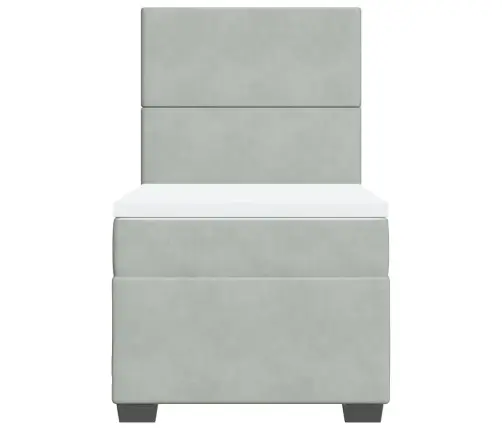 Atsperu Gulta Ar Matraci, Gaiši Pelēka Samts, 100X200 Cm Vidaxl