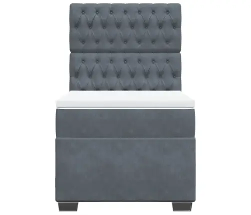 Atsperu Gulta Ar Matraci, Tumši Pelēka Samts, 100X200 Cm Vidaxl