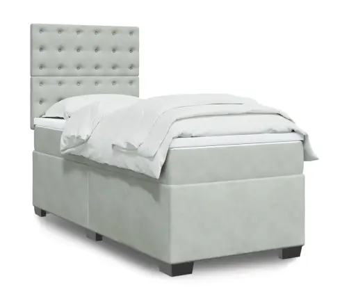 Atsperu Gulta Ar Matraci, Gaiši Pelēka Samts, 100X200 Cm Vidaxl