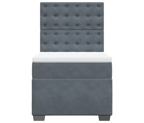 Atsperu Gulta Ar Matraci, Tumši Pelēka Samts, 100X200 Cm Vidaxl