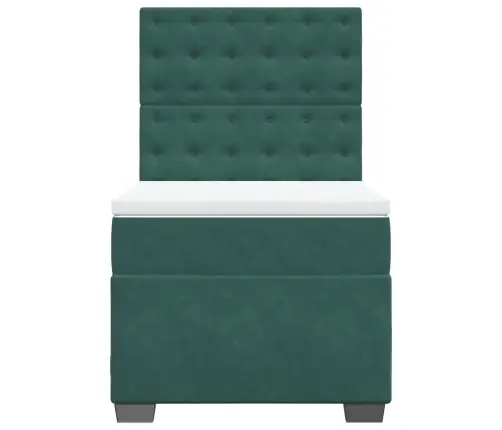 Atsperu Gulta Ar Matraci, Tumši Zaļš Samts, 100X200 Cm Vidaxl