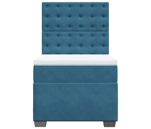 Lova Su Spyruoklėmis Ir Čiužiniu, Mėlyna, 100X200 cm Aksomas