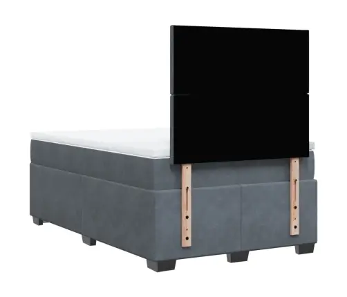 Atsperu Gulta Ar Matraci, Tumši Pelēks Samts, 120X190 Cm Vidaxl