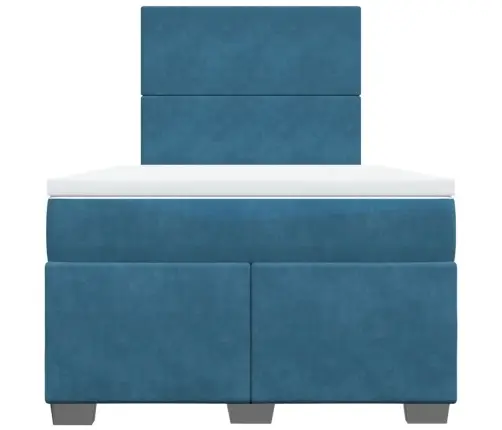 Atsperu Gulta Ar Matraci, Zils Samts, 120X190 Cm Vidaxl