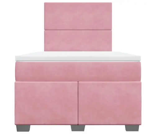 Atsperu Gulta Ar Matraci, Rozā Samts, 120X190 Cm Vidaxl