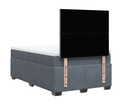 Lova Su Spyruoklėmis Ir Čiužiniu, Pilka, 120X190cm Aksomas