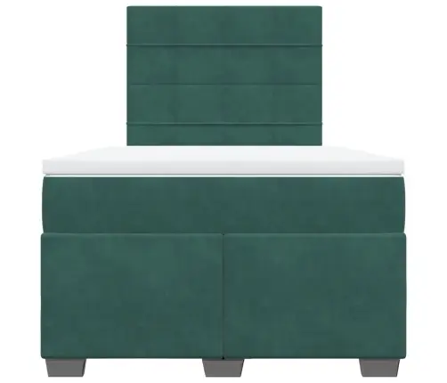 Atsperu Gulta Ar Matraci, Tumši Zaļš Samts, 120X190 Cm Vidaxl