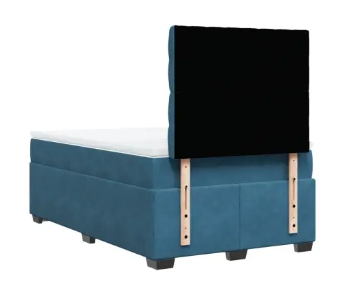 Atsperu Gulta Ar Matraci, Zils Samts, 120X190 Cm Vidaxl