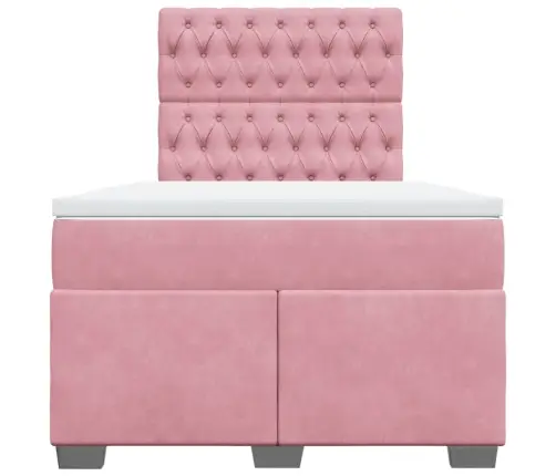 Atsperu Gulta Ar Matraci, Rozā Samts, 120X190 Cm Vidaxl Atsperu Gulta Ar Matraci, Rozā Samts, 120X190 Cm Vidaxl